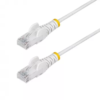 StarTech.com 10 m Weiß schlank CAT6 Ethernet-Kabel, Hakenverhinderer, 100W PoE, UTP, LSZH, 28AWG reines blankes Kupferkabel, schlank RJ45 Netzwerk-Patchkabel mit Zugentlastung, einzeln getestet