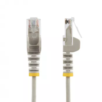StarTech.com 15m graues schlank CAT6 Ethernet-Kabel, rastnasenfrei, 100W PoE, UTP, LSZH, 28AWG reiner blanker Kupferdraht, schlankes RJ45-Netzwerk-Patchkabel mit Zugentlastung, einzeln getestet