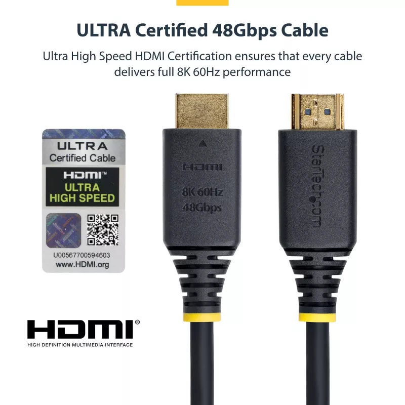 StarTech.com HDMI21-CBL-8K60-50CM HDMI-Kabel 0,5 m HDMI Typ A (Standard) Schwarz