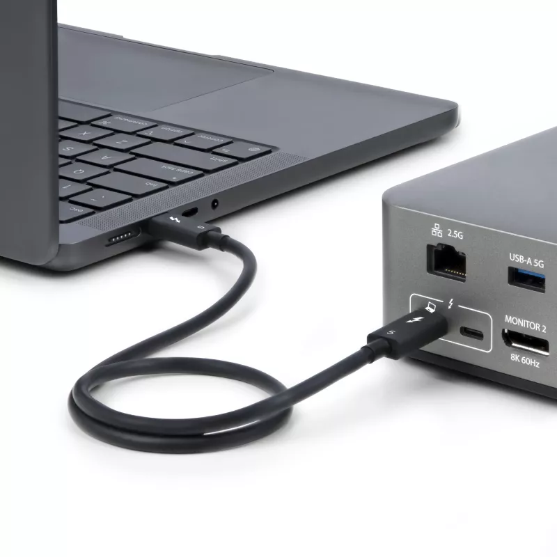 StarTech.com 2,6ft (80cm) Thunderbolt 5 Kabel, 80Gbps/Bis zu 120Gbps, 240W PD, 8K 60Hz, Zertifiziertes Thunderbolt Kabel, Kompatibel mit Thunderbolt 4/USB4/USB-C - Weiß