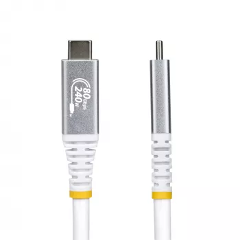 StarTech.com 1m (3ft) USB4-Kabel, 80 Gbit/s, USB-IF-zertifiziertes USB-C-Kabel, 240 W PD, 8K 120 Hz/4K 240 Hz DP2.1 DP80, TPE-Mantel, Thunderbolt 4-kompatibel – Weißes USB-C-Kabel