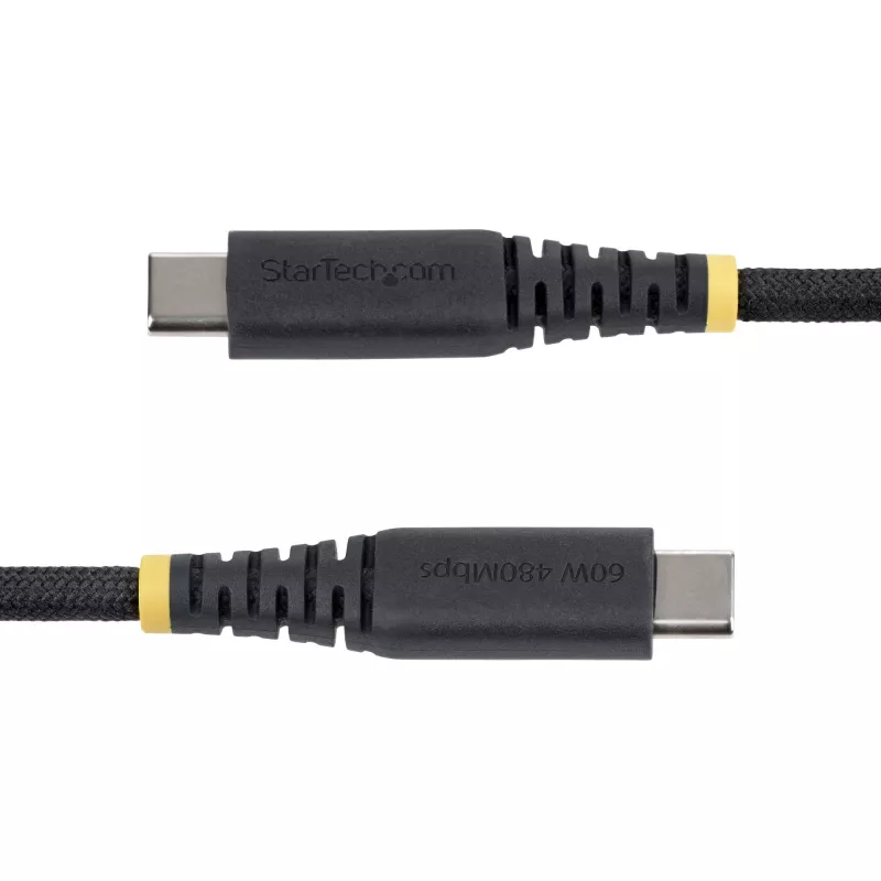 StarTech.com 1m (3ft) USB-C-Ladekabel, 60W (3A) PD, doppellagiger geflochtener Nylon/TPE-Mantel, robustes USB-C-Ladekabel, USB 2.0 Laptop-Ladegerätkabel