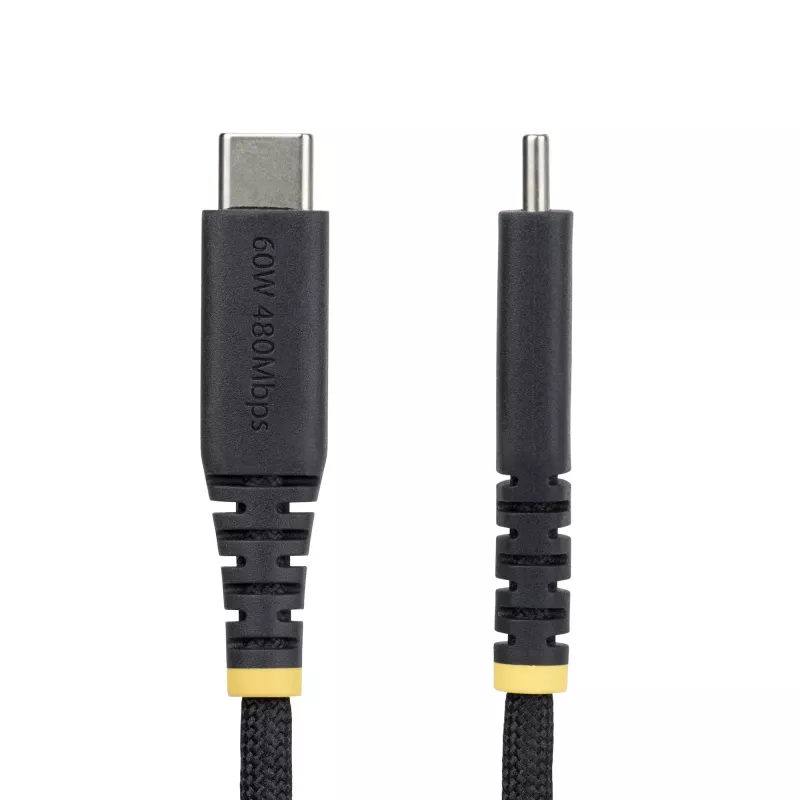 StarTech.com 30cm (1ft) USB-C-Ladekabel, 60W (3A) PD, doppellagig umflochtenes Nylon/TPE-Mantel, robustes USB-C-Ladekabel, USB 2.0 Laptop-Ladekabel