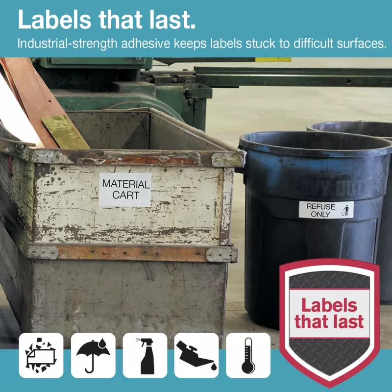 DYMO LW Durable Labels – 104 x 159 mm – 1933086, Weiß, Selbstklebendes Druckeretikett, Polypropylen (PP), Permanent, Rechteckig, -18 – 50 °C