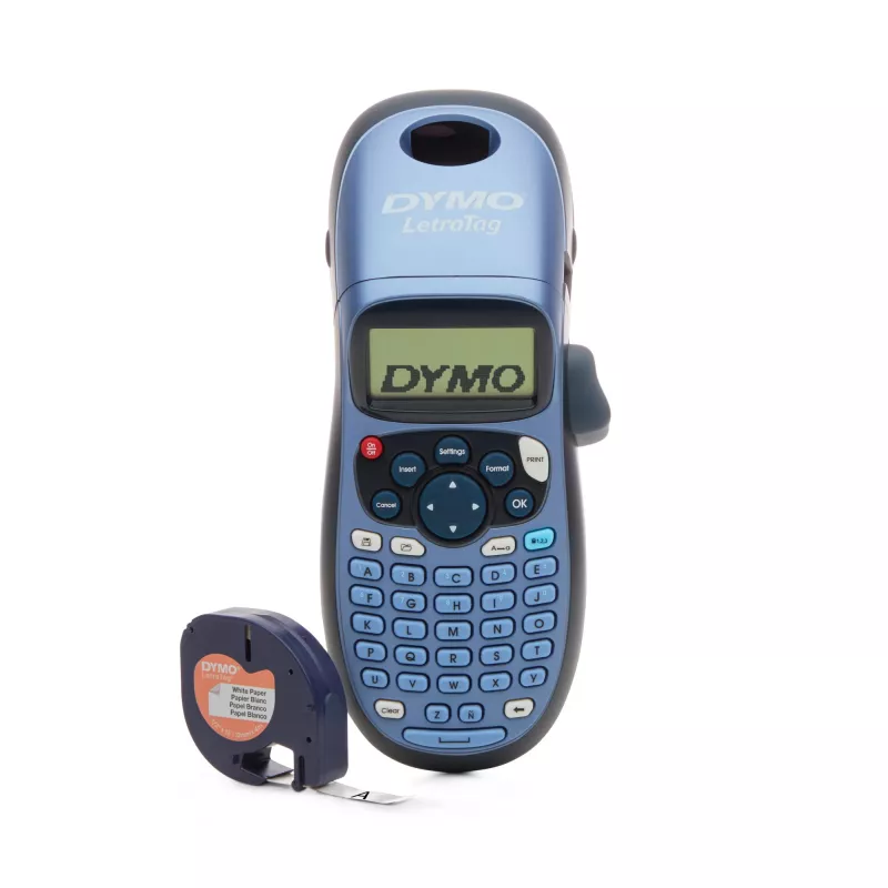 DYMO LetraTag LT-100H Handheld-Etikettendrucker | ABC-Tastatur-Etikettendrucker mit benutzerfreundlichem 13-Zeichen-LCD-Bildschirm | für Zuhause oder Büro | Blau