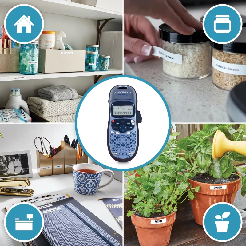 DYMO LetraTag LT-100H Handheld-Etikettendrucker | ABC-Tastatur-Etikettendrucker mit benutzerfreundlichem 13-Zeichen-LCD-Bildschirm | für Zuhause oder Büro | Blau