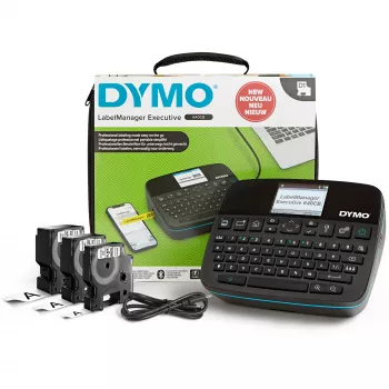 DYMO LabelManager Executive 640 CB Tragbares Etikettendrucker-Kit mit Tragetasche und 3 Etikettenkassetten | Kompakter QWERTY-Etikettendrucker | Bluetooth & USB-Konnektivität | Kompatibel mit D1-Etiketten