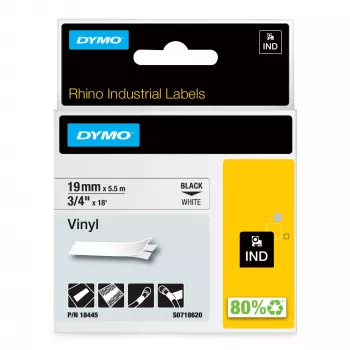 DYMO Rhino Industrial Vinyl-Etiketten | 19 mm x 5,5 m | Schwarzer Druck auf Weiß | Selbstklebend | für Rhino & LabelManager Etikettendrucker