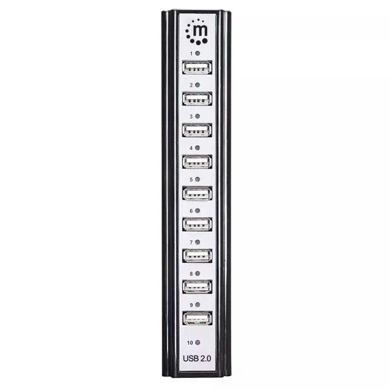 USB Hub Manhattan USB-A 10-Port, 480 Mbit/s, Schwarz