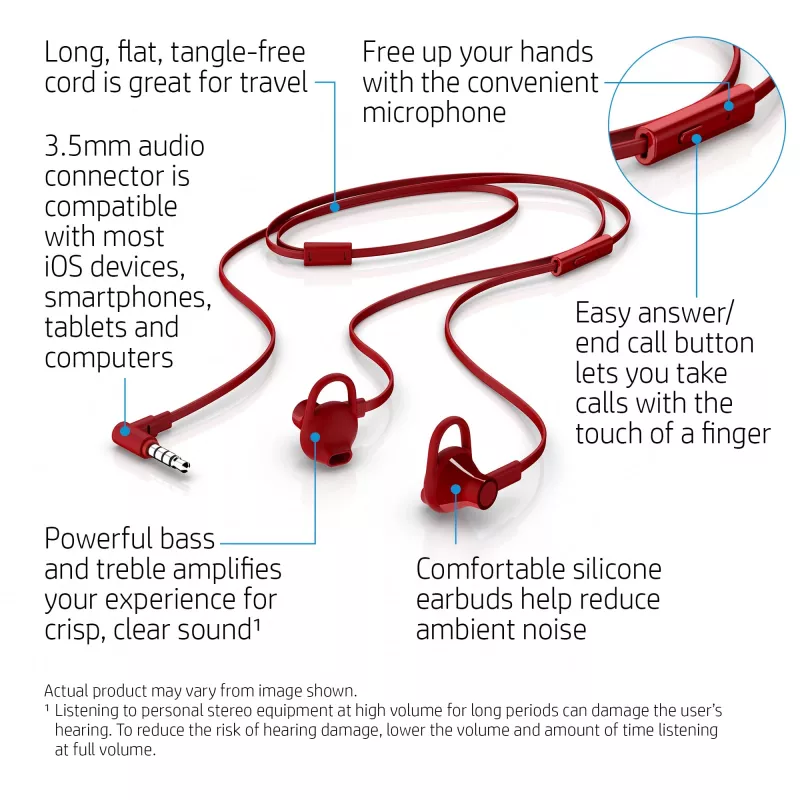 HP Earbuds Schwarz Headset 150, Kabelgebunden, Anrufe/Musik, 20 - 20000 Hz, 15 g, Headset, Schwarz