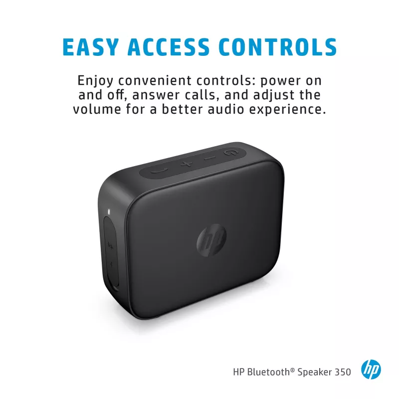 HP Schwarz Bluetooth Speaker 350, Wireless, USB Type-C, Mono tragbarer Lautsprecher, Schwarz, Rechteckig, Tasten
