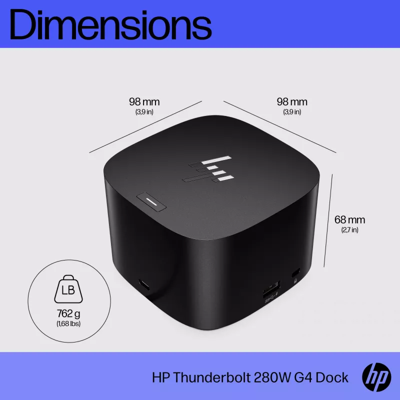 HP Thunderbolt Dock 280W G4 Kabelgebundene Dockingstation Thunderbolt 4 Schwarz