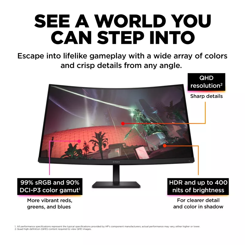 OMEN by HP 31,5 Zoll QHD 165Hz Curved Gaming-Monitor - OMEN 32c (generalüberholt)