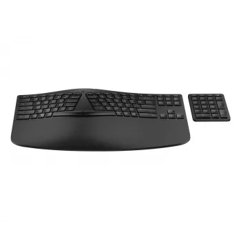 HP 965 Ergonomic Wireless Tastatur, Full-size (100%), Wireless, RF Wireless + Bluetooth, Membrane, Schwarz