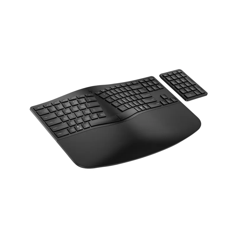 HP 965 Ergonomic Wireless Tastatur, Full-size (100%), Wireless, RF Wireless + Bluetooth, Membrane, Schwarz