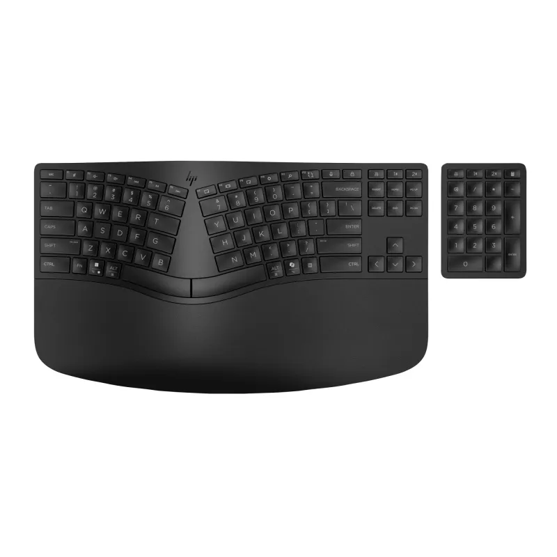 HP 965 Ergonomic Wireless Tastatur, Full-size (100%), Wireless, RF Wireless + Bluetooth, Membrane, Schwarz