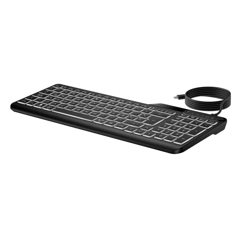 HP 405 Multi-Device kabelgebundene Tastatur mit Hintergrundbeleuchtung, Full-Size (100 %), kabelgebunden, USB, Membran, Schwarz