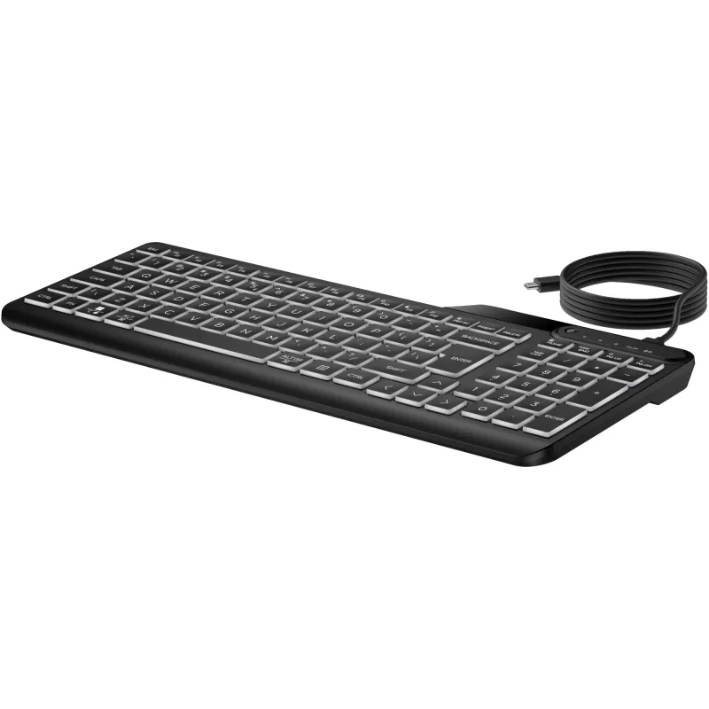 HP 405 Multi-Device kabelgebundene Tastatur mit Hintergrundbeleuchtung, Full-Size (100 %), kabelgebunden, USB, Membran, Schwarz