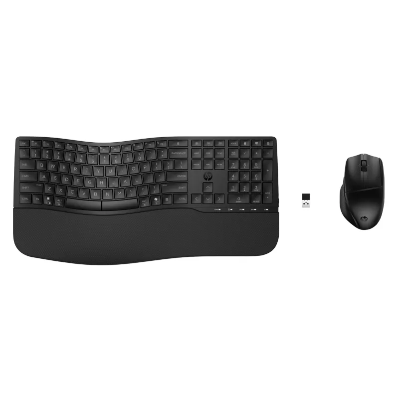 HP 685 Comfort Dual-Mode Tastatur-Maus-Set Kabellos Bluetooth Full-Size Gebogen