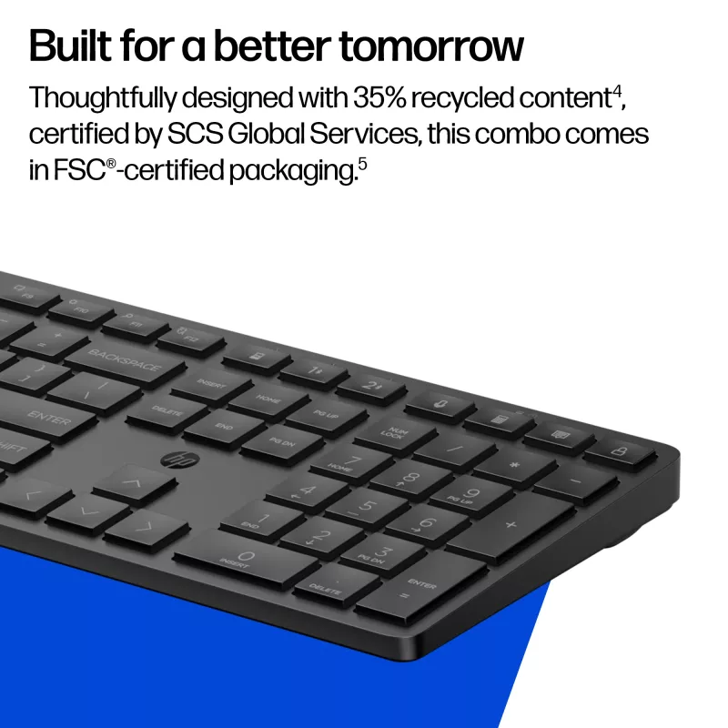 HP Multi-Device Dual-Mode Maus- und Tastatur-Kombination 495C, Full-Size (100%), Kabellos, USB + RF Wireless + Bluetooth, Weiß, Maus inklusive