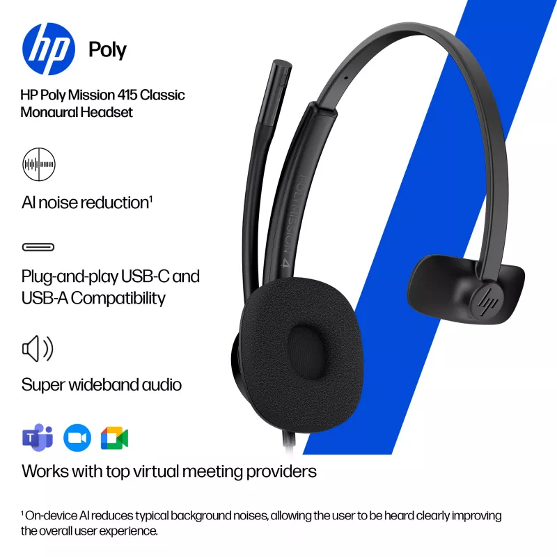 Kabelgebundenes USB-Headset HP POLY MISSION 415 USB HS CL WW von HP, Modell C01A9AA#AC3