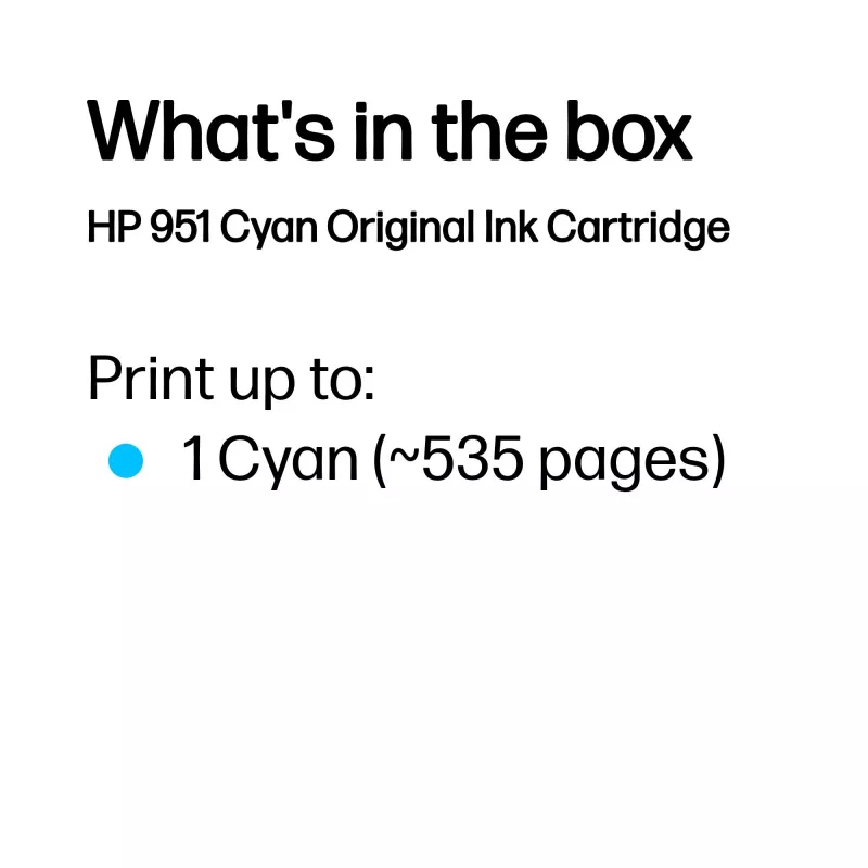 HP 951 Cyan Original Druckerpatrone, Cyan, 1 St., 535 Seiten