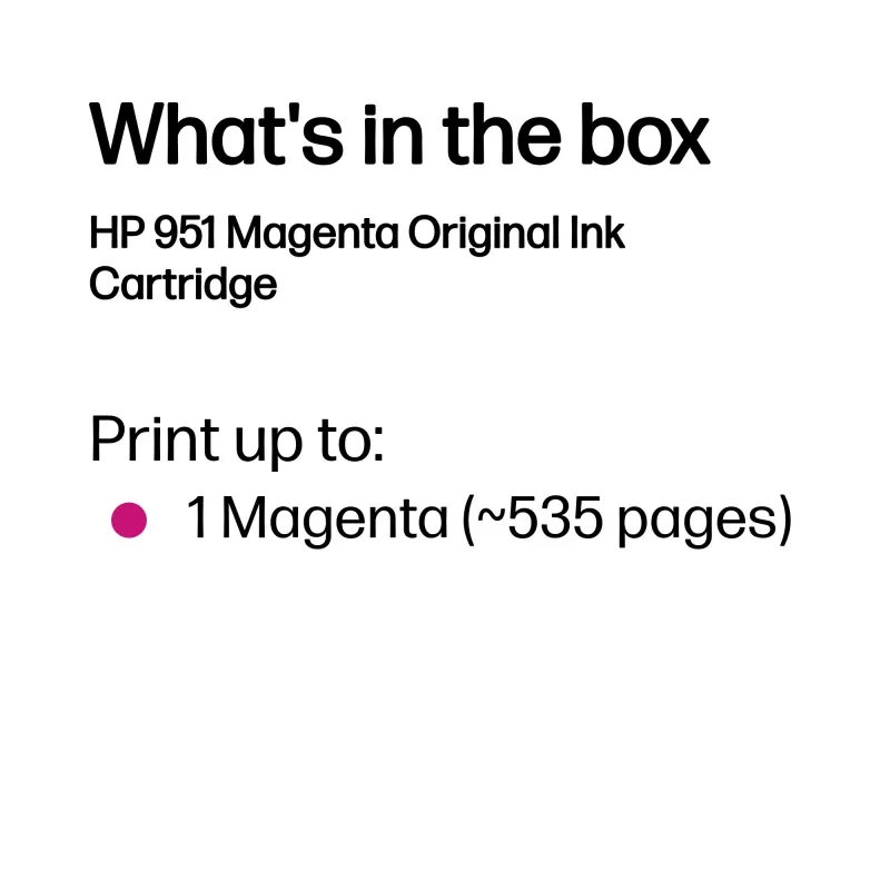 HP 951 Magenta Original Tintenpatrone, Magenta, 1 St., 535 Seiten