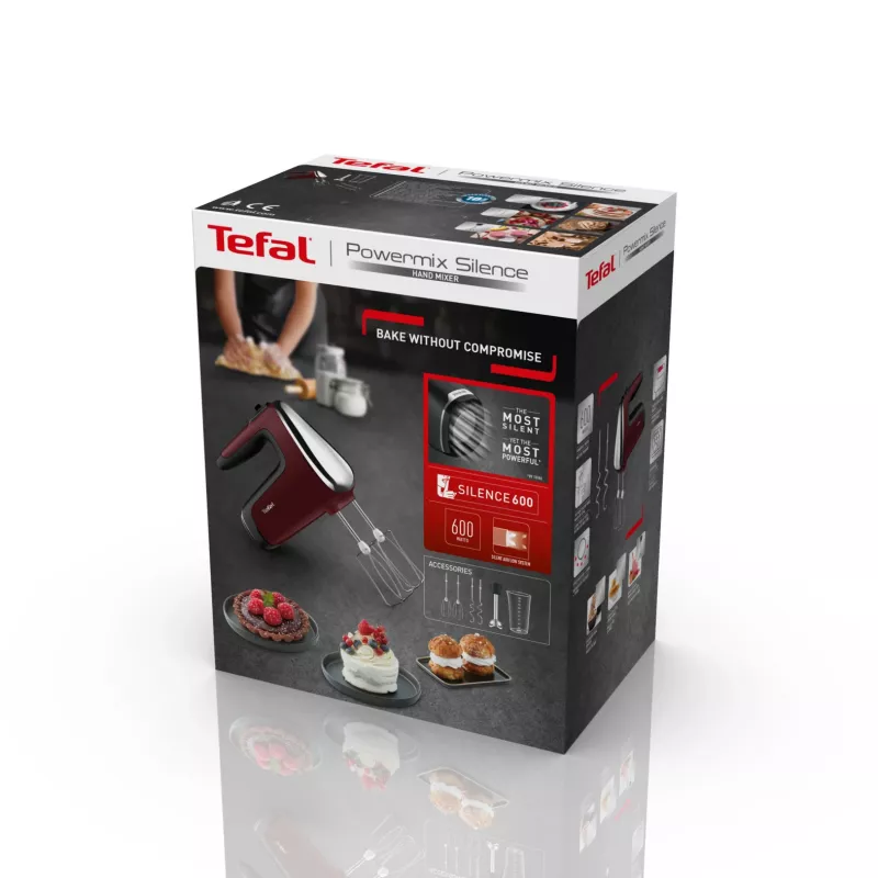 Tefal Powermix Silence HT6525 Handmixer, 500 W, Rot