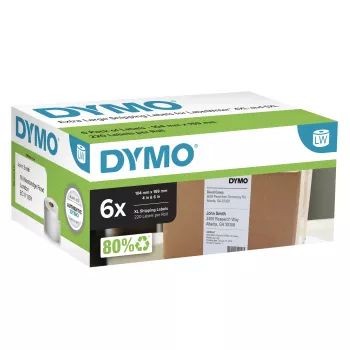 DYMO 2238107 UPS-Versandetiketten, 102 x 210 mm, 6 Rollen x 140 Etiketten, schwarz auf weiß