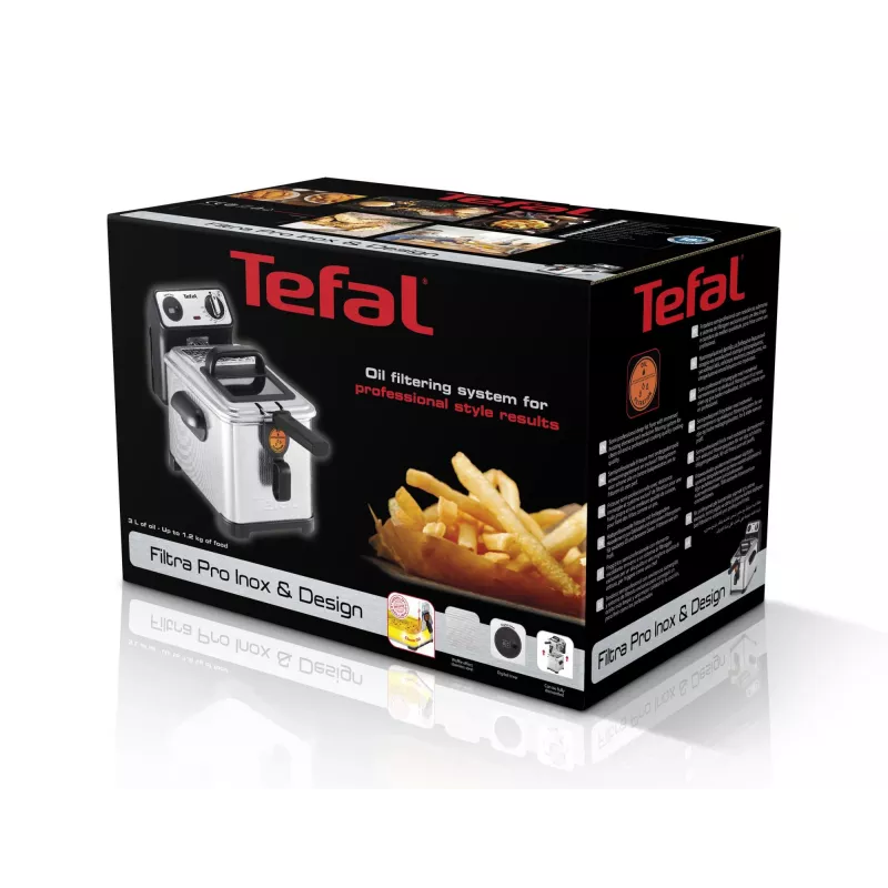 Tefal Filtra Pro FR5111 Einzel-Fritteuse 3 L Standgerät 2400 W Fritteuse Schwarz, Edelstahl