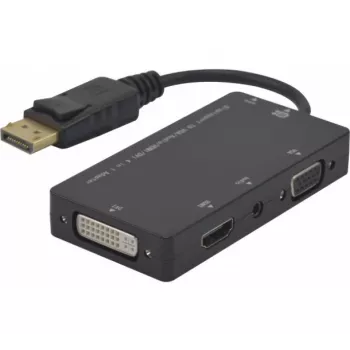 Hypertec 127377-HY Videokabel-Adapter DisplayPort DVI-D + VGA (D-Sub) + HDMI Schwarz