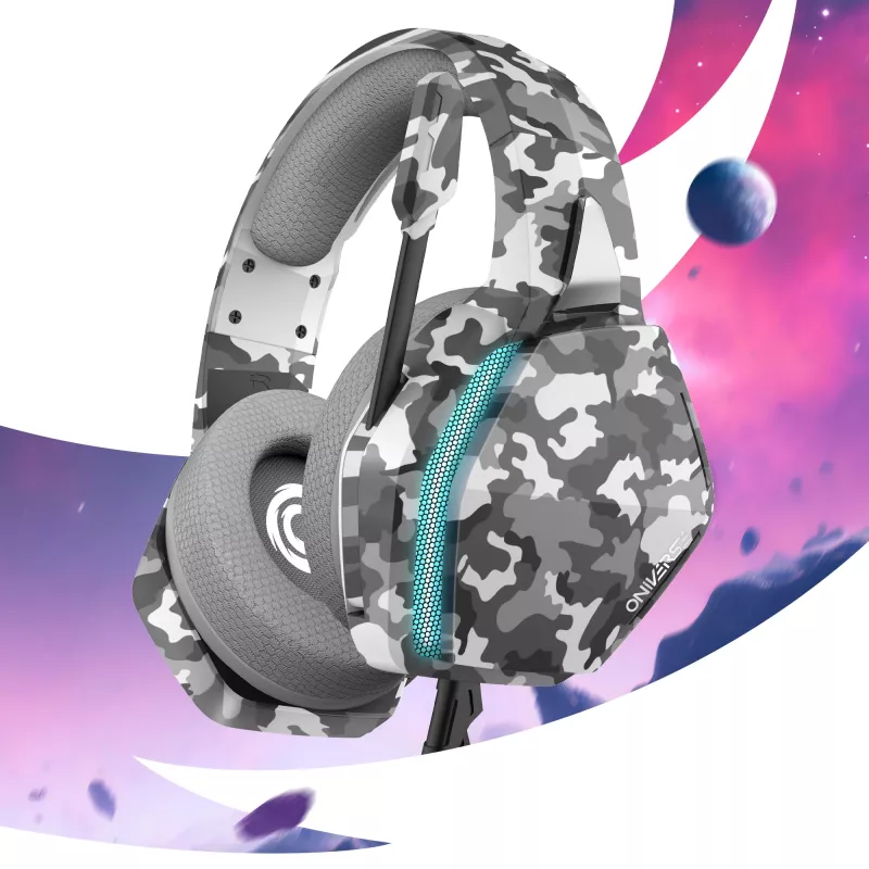 Oniverse Gaming-Headset Nebula - Urban Camo (Multiplattform), Kabelgebunden, 20 - 20000 Hz, Gaming, 356 g, Headset, Tarnmuster