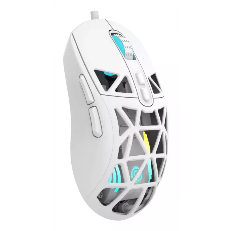 Oniverse - Kabelgebundene Gaming-Maus Kryo - Luxion White (PC), Beidhändig, Optisch, USB Typ-A, 13800 DPI, Weiß
