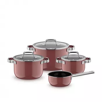 WMF Fusiontec Mineral Pro Rose Quartz 4-teiliges Kochgeschirr-Set, 05.1895.5290