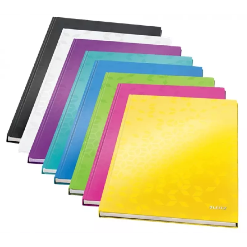 Leitz Notizbuch WOW A4 liniert mit Hardcover 90 g/80 Blatt, Muster, Blau, A4, 80 Blatt, 80 g/m², Liniertes Papier