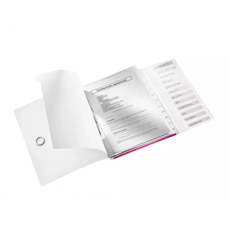 Leitz WOW Trennbuch aus PP, 12 Tabs, A4, Polypropylen (PP), Metallic, Pink, 200 Blatt, 265 mm, 17 mm