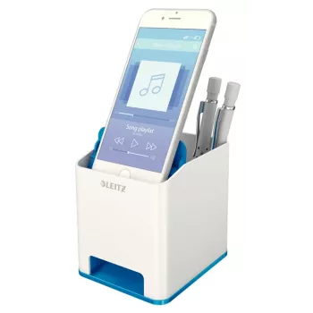 Leitz Sound Pen Holder WOW, Blau, Weiß, Polystyrol, 90 mm, 101 mm, 100 mm, 140 g