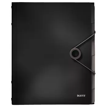 Leitz Trennbuch Solid 6 Tabs, Klappenmappe, A4, Polypropylen (PP), Schwarz, 200 Blatt, 80 g/m²