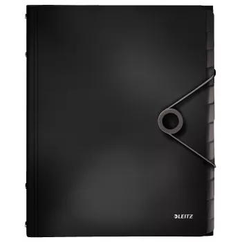 Leitz Trennbuch Solid mit 12 Tabs, Flap-Mappe, A4, Polypropylen (PP), Schwarz, 200 Blatt, 80 g/m²