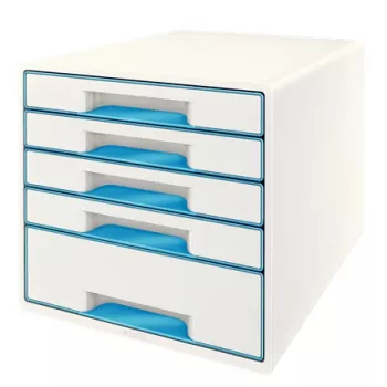 Leitz Drawer Cabinet WOW Cube 5-drawer, 5 Schubladen, Kunststoff, Blau, Weiß, 1 Stück, 287 mm, 270 mm