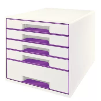 Leitz Drawer Cabinet WOW Cube 5-drawer, 5 drawer(s), Kunststoff, Violett, Weiß, 1 Stk., 287 mm, 270 mm