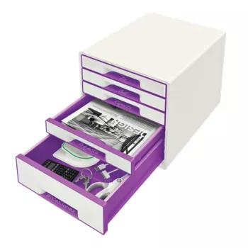 Leitz Drawer Cabinet WOW Cube 5-drawer, 5 drawer(s), Kunststoff, Violett, Weiß, 1 Stk., 287 mm, 270 mm