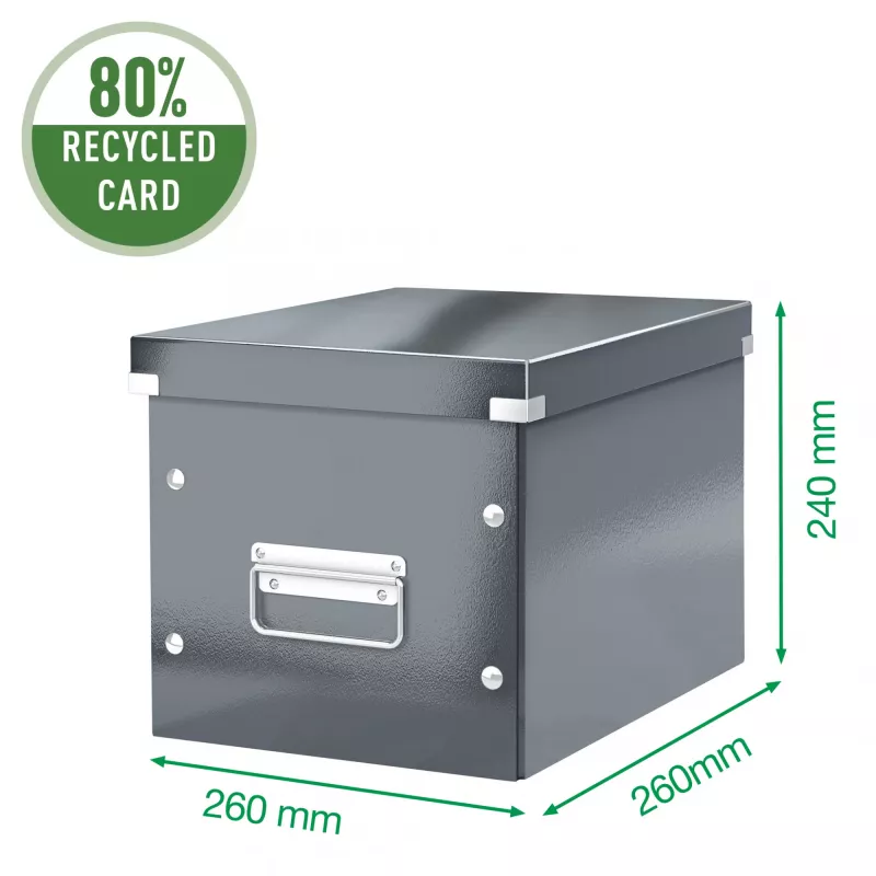 Leitz Aufbewahrungsbox Click & Store WOW Cube Medium, Fuchsia, Karton, 260 mm, 260 mm, 240 mm