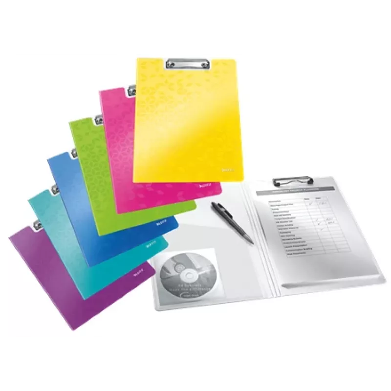 Leitz Klemmbrett mit Abdeckung WOW, A4, Polyfoam, Schwarz, 75 Blatt, 1 Tasche, 230 mm