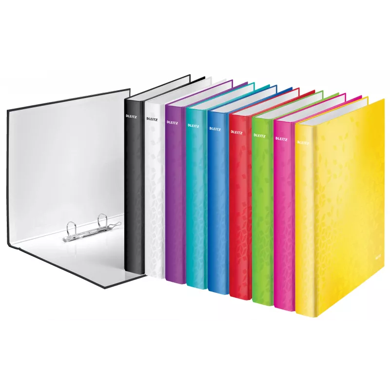 Leitz Ringbinder WOW Laminierter A4+ 2DR/25mm, A4+, D-Ring, Karton, Schwarz, 250 Blatt, 80 g/m²