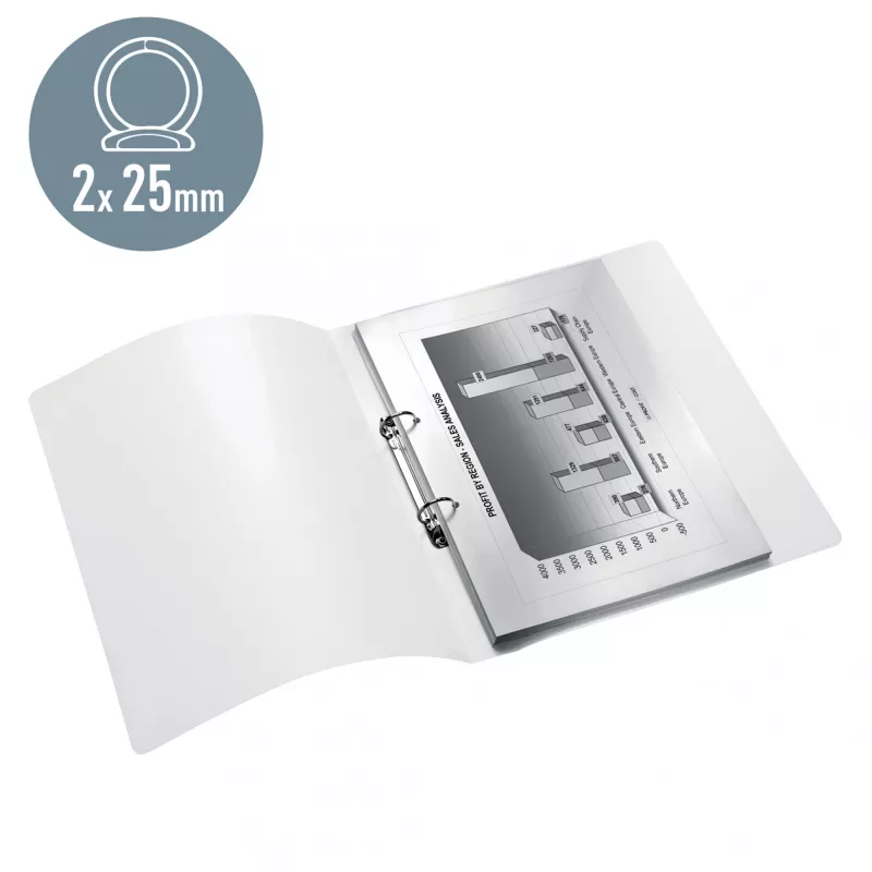Leitz Ringbinder WOW PP A4 2RR/25mm, A4, Rundring, Polypropylen (PP), Weiß, 190 Blatt, 80 g/m²