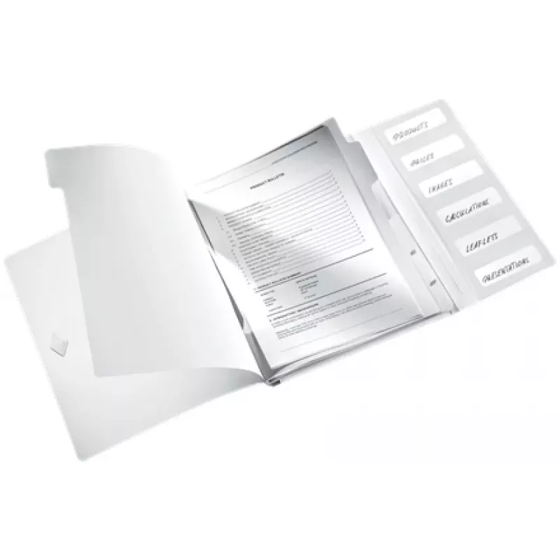 Leitz WOW PP Trennblätter-Schnellhefter 6-fach, herkömmliche Hängemappe, A4, Polypropylen (PP), Weiß, glänzend, 200 Blatt