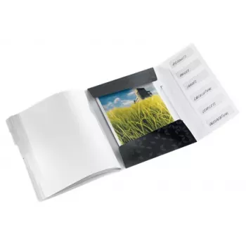 Leitz Trennstreifen-Buch WOW PP 6 Tabs, herkömmlicher Aktenordner, A4, Polypropylen (PP), Schwarz, glänzend, 200 Blatt