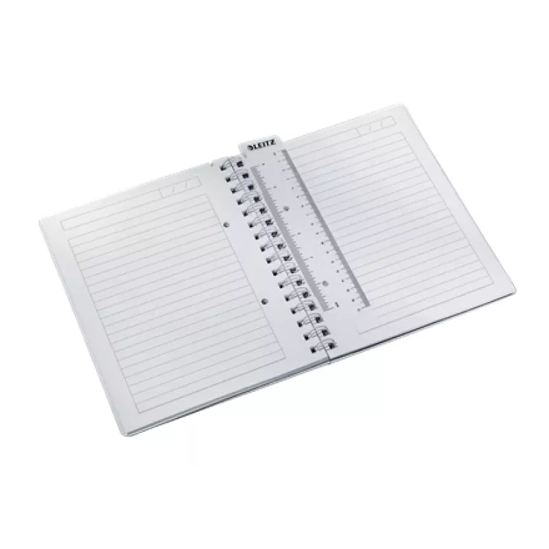 Leitz WOW Notizbuch A5 liniert, Spiralbindung mit PP-Umschlag, Monochromatisch, Weiß, A5, 80 Blatt, 80 g/m², Liniertes Papier
