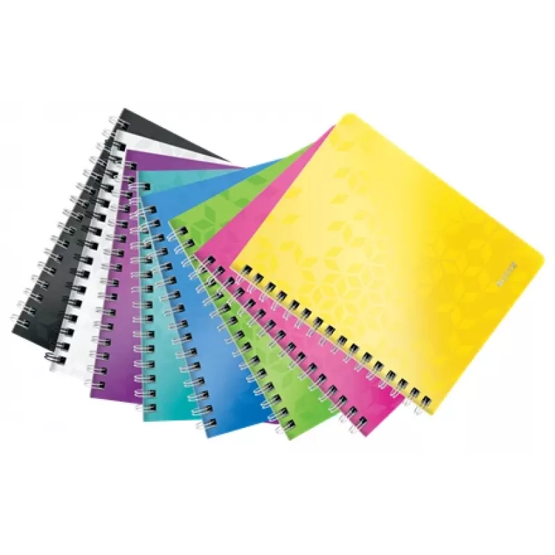 Leitz WOW Notizbuch A5 liniert, Spiralbindung mit PP-Umschlag, Monochromatisch, Weiß, A5, 80 Blatt, 80 g/m², Liniertes Papier